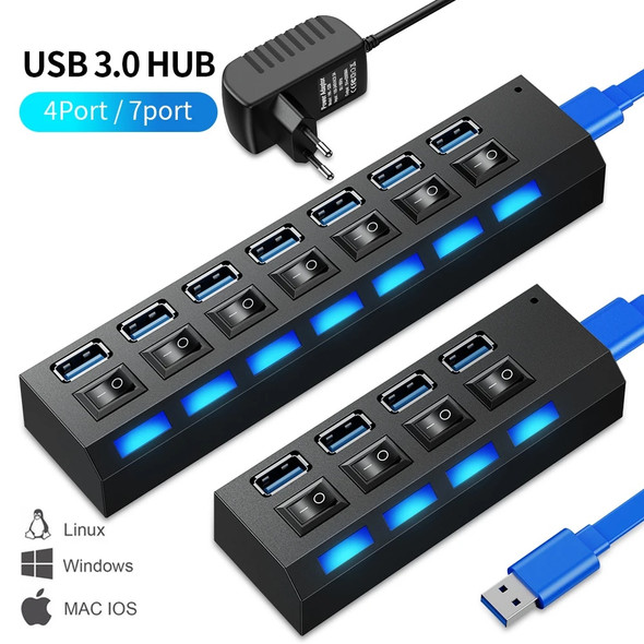 Usb Hub 3 0 Hub USB 3.0 Adapter Multi Ports Use Power Adapter Extensor USB 2.0 PC Computer Accessories switch usb for Laptop