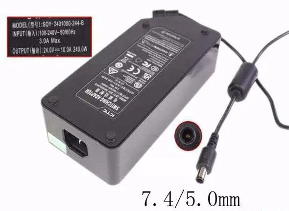 Laptop Power Adapter SOY-2401000-244, AC Adapter 20V & Above, 24V 10A, 7.4/5.0mm with pin, IEC C14