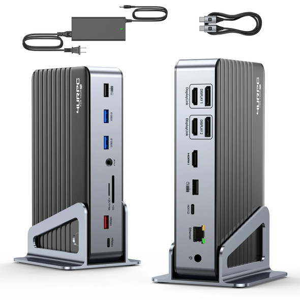 8K Laptop Docking Station Support 3 Monitors Triple 4K Display with 120W Power for MacBook Pro Air Dell HP Lenovo Surface