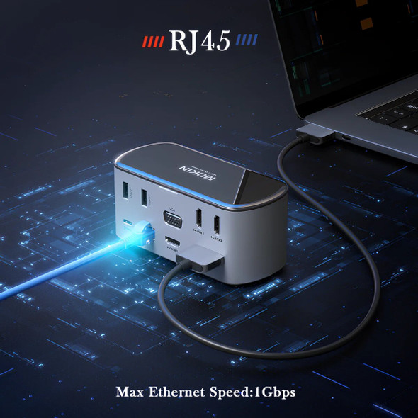 MOKiN 16 in 1/2 Docking Station for MacBook Air/Pro, iPad, Thunderbolt Laptop- USB3.0, HDMI 4K60Hz, PD 100W, SD, TF, RJ45 1Gbps