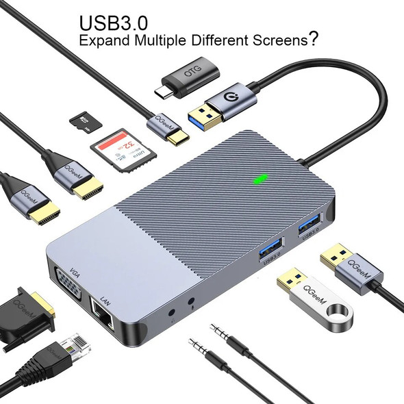 USB Type C Dock Displaylink Dual HDMI Adapter Hub Laptop Docking Station For Lenovo ThinkPad HP Dell XPS M1 M2 MacBook