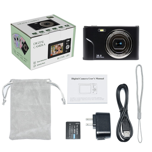 Digital Camera 1080P FHD Mini 36MP LCD Screen Rechargeable Compact