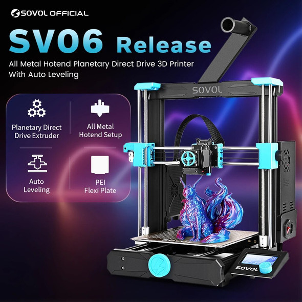 SV06 Dual Z axis 3D Printer All Metal Hotend Planetary Dual Gear Direct Drive FDM Auto Leveling 32 Bit Silent Board impresora 3d SV06 Dual Z axis 3D Printer All Metal Hotend Planetary Dual Gear Direct Drive FDM Auto Leveling 32 Bit Silent Board impresora 3d