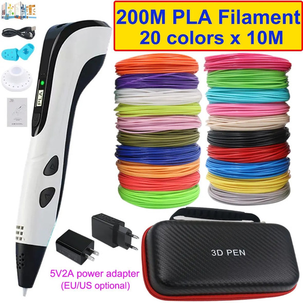 Kids 3D Pen with LED Screen 3D Printing Pen with PLA Filament Power Adapter and Storage Box Children's Christmas Birthday Gift Kids 3D Pen with LED Screen 3D Printing Pen with PLA Filament Power Adapter and Storage Box Children's Christmas Birthday Gift