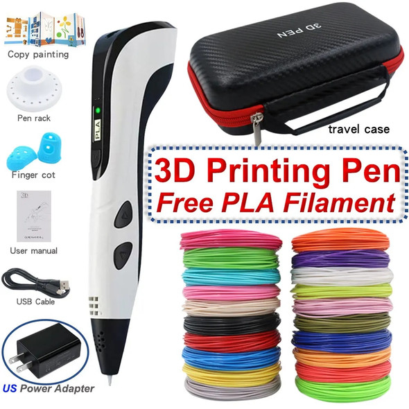 The New 3D Pen for Children 3D Printing Pen with LCD Screen with PLA Filament Travel Case for Kids Christmas Birthday DIY Gifts