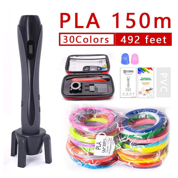 Timook 3D Pen With 30colors150/100M 1.75mm PLA, Brilliant Colour Filament With Beautiful Stron Bag Can Use Power Bank Supply