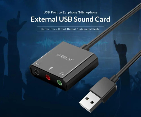 ORICO USB External Sound Card with Audio Interface+Microphone Port Jack 3.5mm Adapter Mute Volume Adjustment External Sound Card ORICO USB External Sound Card with Audio Interface+Microphone Port Jack 3.5mm Adapter Mute Volume Adjustment External Sound Card