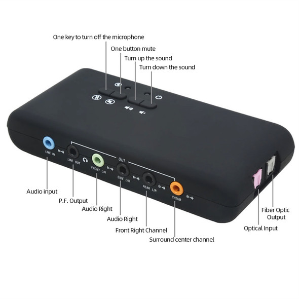 USB External Stereo Sound Card with 2 MIC Heads SPDIF USB Audio Adapter Recording and Playback for Home Desktop Speakers