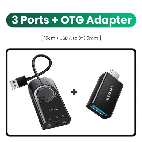 UGREEN Sound Card USB Audio Interface Headphone Microphone Audio Adapter USB Sound Card for Computer PS4 5 External Sound Card