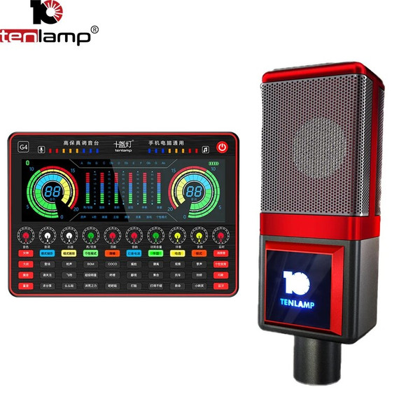 2020 Tenlamp T7 USB Condenser Microphone G4 Sound Card Professional Podcast PC Microphone for PC Live Streaming Gaming YouTube