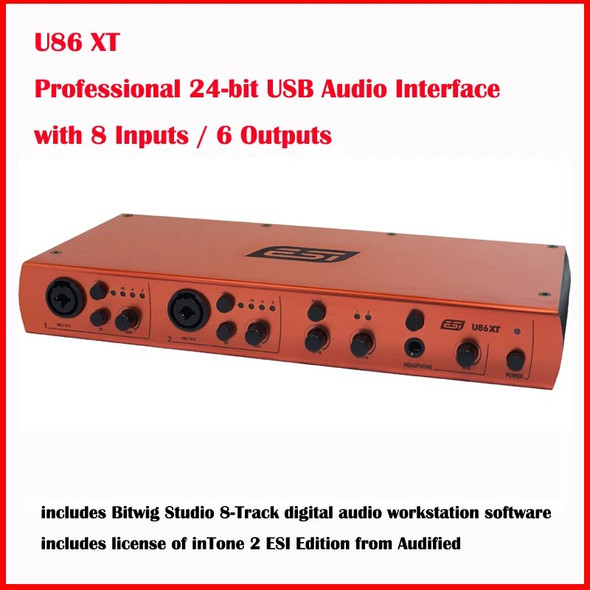 ESI U86XT Professional 24-bit USB Audio Interface with 8 Inputs / 6 Outputs Sound Card 24-Bit / 96 kHz Audio Processing