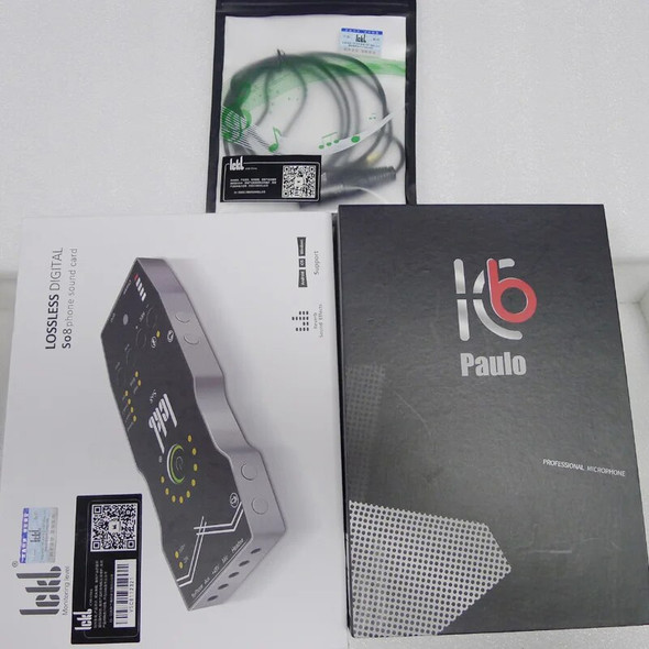 Ickb So8 5th Paulo Mobile Live Broadcast Recording Sound Card Microphone Set Multifunctional Stereo Audio Interface Studio Cable