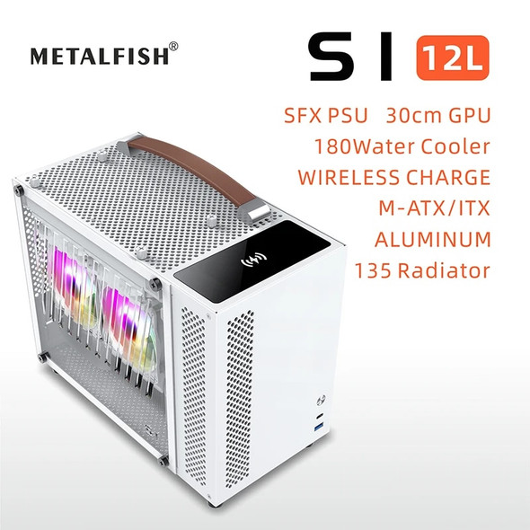 METALFISH S1 Aluminum Computer Case With Wireless Charge Gaming PC Chassis for M-ATX Mini-ITX/SFX PSU/135mm Radiator MINI CASE