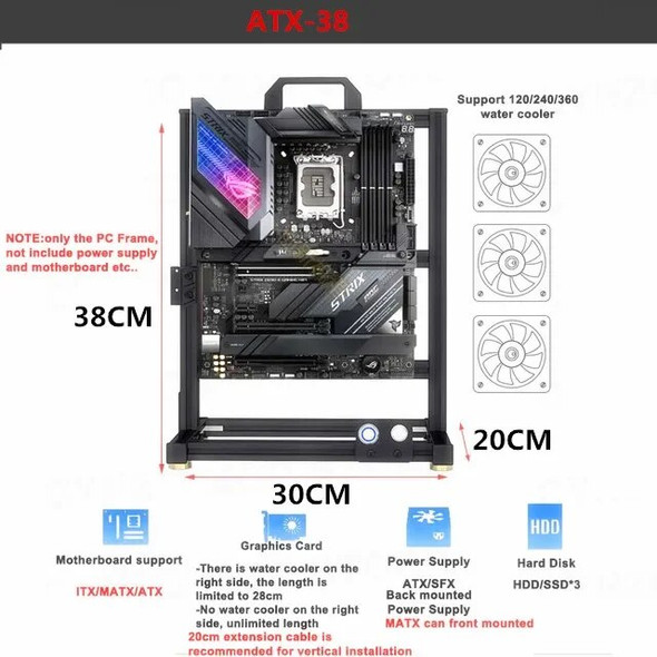 MOD Aluminum Open PC Case Frame ITX MATX ATX Gamers Cabinet DIY Water Cooler Desktop Computer Creative Tower Gaming