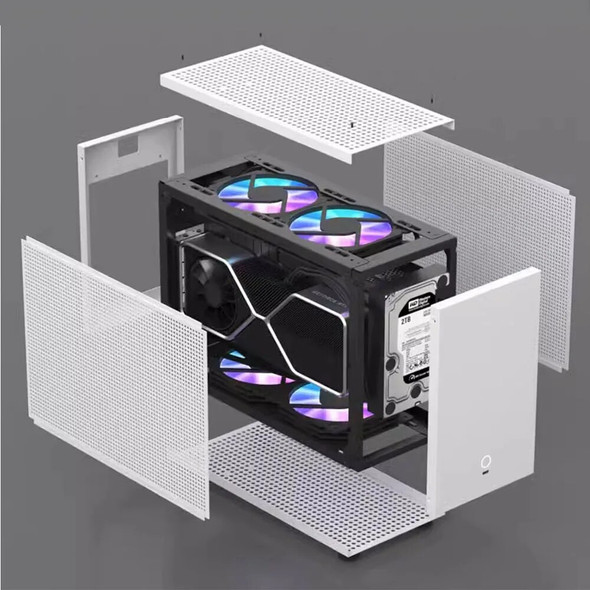 Mini ITX Computer Chassis 240mm Integrated Water Cooler Side Transparent Case HTPC Portable Desktop Gaming Cases
