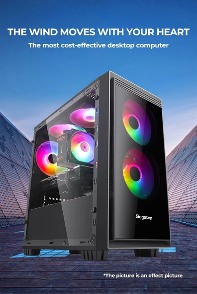Desktop Computer Box Tempered Glass CPU Cabinet RGB Full Tower Gaming Computer PC Case