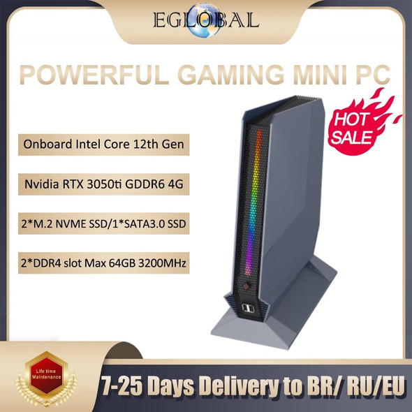 Eglobal 13th Gen Gaming Mini PC i9 13900H i7 12700H Nvidia RTX 3050 8G Mini Gamer Computer Barebone System Desktop PCIE4.0 WiFi6