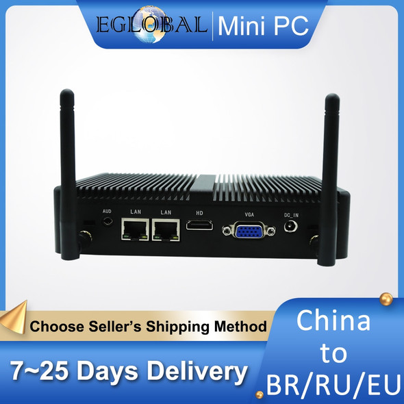 EGLOBAL Fanless Nuc Desktop Computer Intel Celeron J4125 DDR4 Barebone Mini PC Linux HD Graphics 4K VGA Wifi