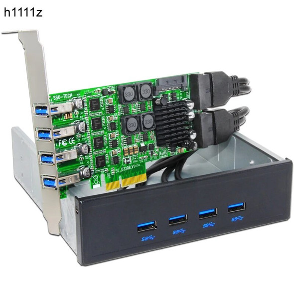 H1111Z Add On Cards PCIE USB 3.0 Card PCI-E/PCI Express USB 3.0 Controller + 5.25 USB 3.0 Front Panel PC Computer Components NEW