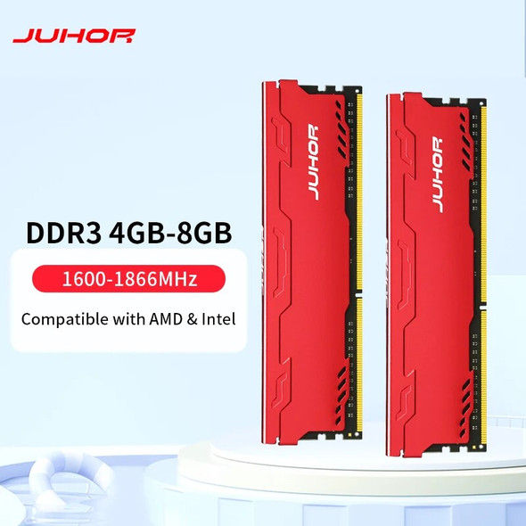 JUHOR Memoria Ram DDR3 4GB 8GB 1600MHz 1866MHz Desktop Memory New Dimm DDR3 1333MHz 1.5V RAMs With Heatsink