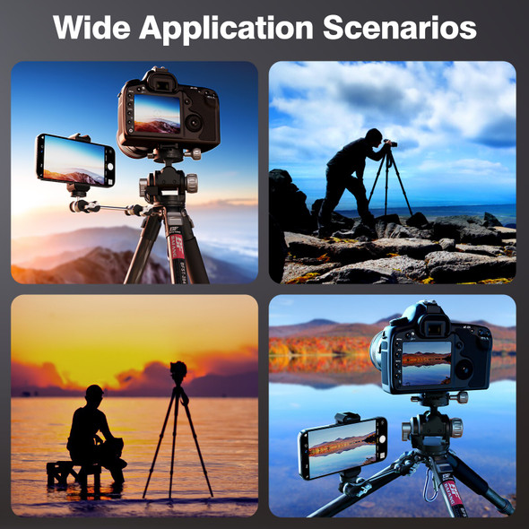 Carbon fiber Stable Precise  Aluminium 3 Section Photo Tripod with