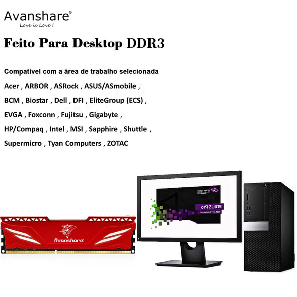 Avanshare 100pcs DDR3 4GB 8GB Heat Sink RAM Memory 1333Mhz 1600Mhz DIMM Desktop Computer Compatible With Intel and AMD NON ECC Avanshare 100pcs DDR3 4GB 8GB Heat Sink RAM Memory 1333Mhz 1600Mhz DIMM Desktop Computer Compatible With Intel and AMD NON ECC