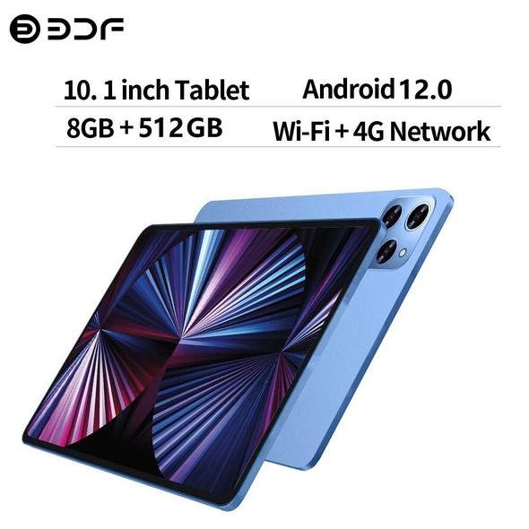 New 10.1 Inch Tablets Android 12 Octa Core 8GB RAM 512GB ROM Dual SIM Phone Call 4G LTE 5G WiFi Bluetooth Google Tablet PC