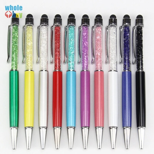 300pcs/lot Good Sale Luxury Diamond Crystal 2in1 Touch Screen Rhinestones Capacitive Stylus Ball Pen for Mobile Phone PC Tablet