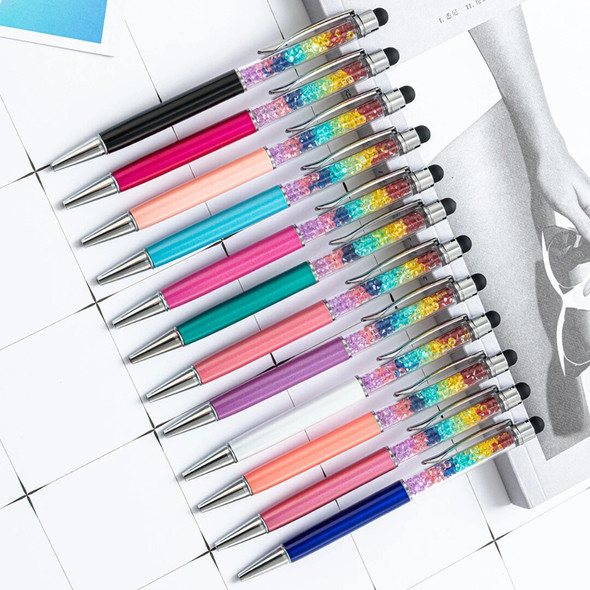 2000pcs Diamond Ballpoint Pens Stationery Metal Ballpen 2 In 1 Crystal Stylus Touch Screen Pen