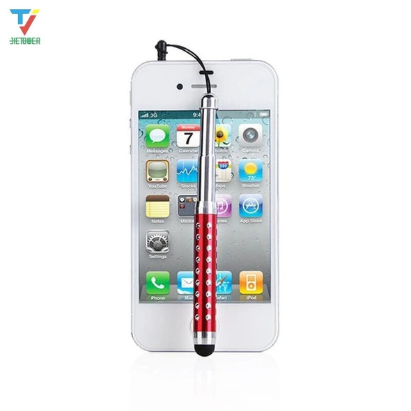 500pcs Flexible Crystal Stylus Capacitive Touch Screen Pen for Iphone Samsung Galaxy S4 Note 3 Retractable with Earphone Plug