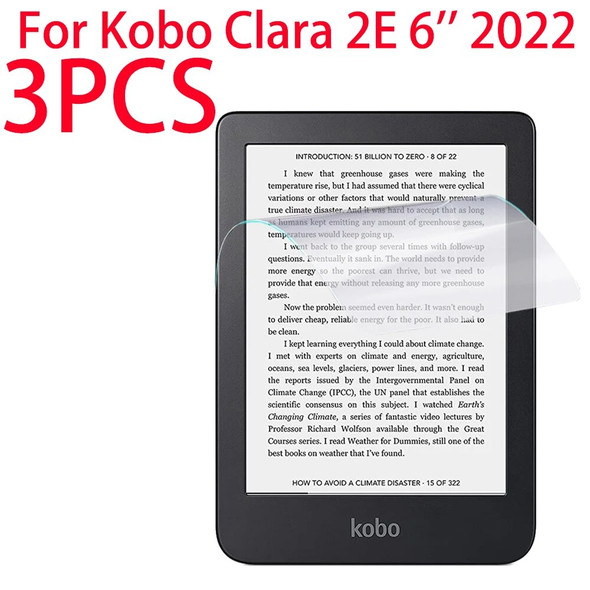 3 Packs PET Soft Film Screen Protector For Kobo Clara 2E 6 inch 2022 Tablet Clear Protective Film