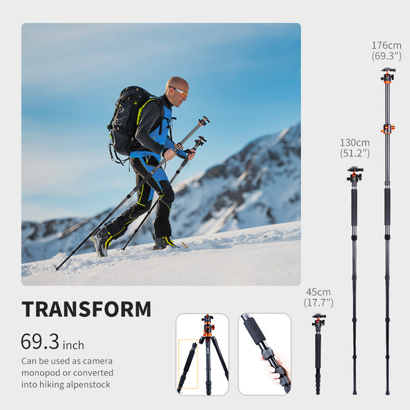 K&f Concept Camera Tripod Monopod 60 Inch Overhead Aluminum