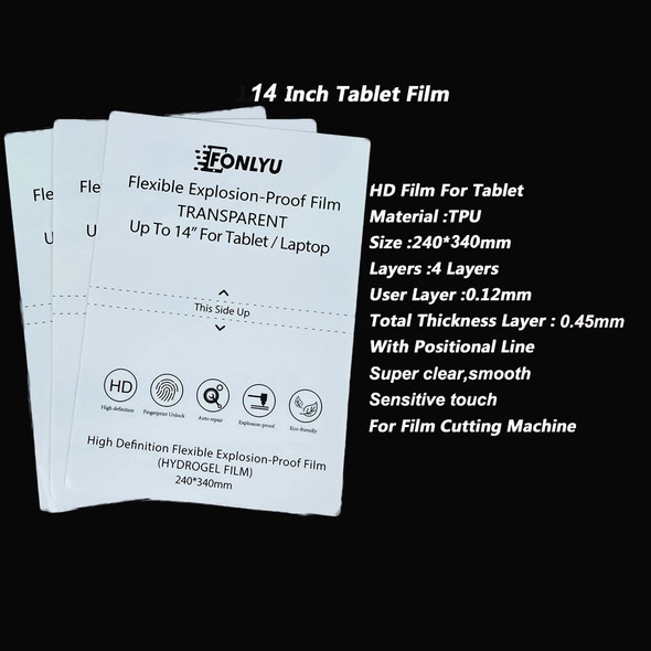 FONLYU TPU HD Flexible Hydrogel Film For Tablet Laptop Under 14 inch Screen Protector Cutting Machine Plotter For iPad Pro 12.9