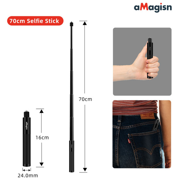 aMagisn 70cm Invisible Selfie Stick Straight Pull For Insta360