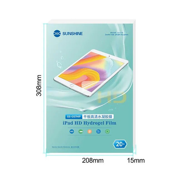 20PCs Sunshine SS 057HP Tablets Screen Protectors HD Flexible Hydrogel Film Front Rear Glass Screen Cutting Films Sheet for iPad
