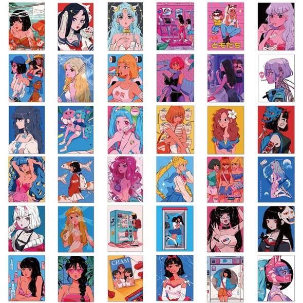 Ins Retro Nostalgic Girl Sticker Japanese-style Cartoon Girl Decoration Sticker Mobile Phone Tablet Decoration Sticker