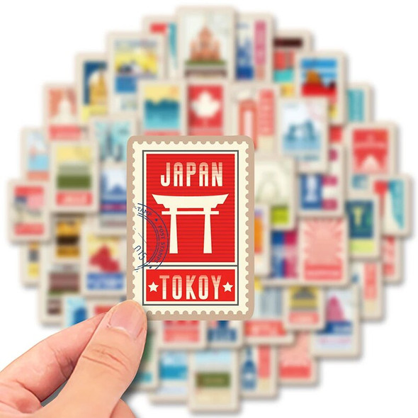 World Famous Landmark Building Stationery Sticker 50pcs Laptop Tablet PC Decorative Sticker Refrigerator Sticker PVC waterproof