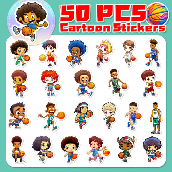 50 Pcs Cartoon Boy Cute Decal Laptop Phone Tablet Guitar Travel Case Electric Car Helmet Decoration Waterproof Stickers