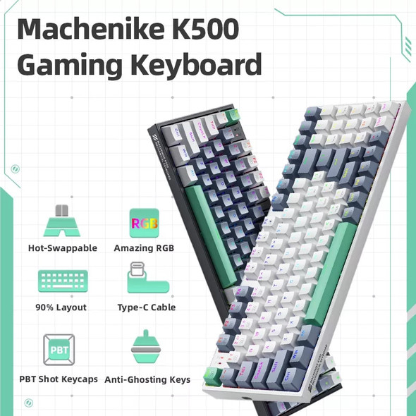 Machenike K500 Mechanical Keyboard Gaming Keyboard Wired Keyboard Hot Swappable 94 Keys RGB Light Mac Windows Machenike K500 Mechanical Keyboard Gaming Keyboard Wired Keyboard Hot Swappable 94 Keys RGB Light Mac Windows
