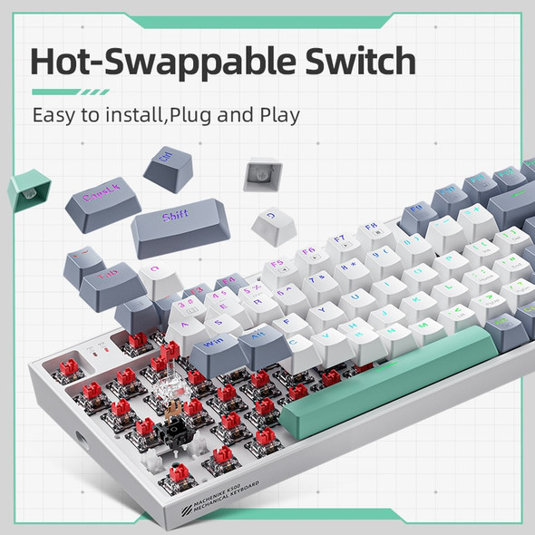 Machenike K500 Mechanical Keyboard Gaming Keyboard Wired Keyboard Hot Swappable 94 Keys RGB Light Mac Windows Machenike K500 Mechanical Keyboard Gaming Keyboard Wired Keyboard Hot Swappable 94 Keys RGB Light Mac Windows
