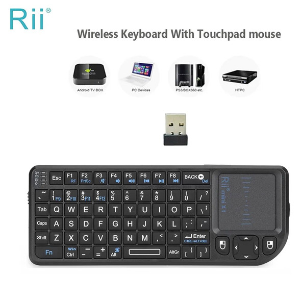 Rii X1 2.4GHz Mini Wireless Keyboard English/ES/FR Keyboards with TouchPad for Android TV Box/PC/Laptop