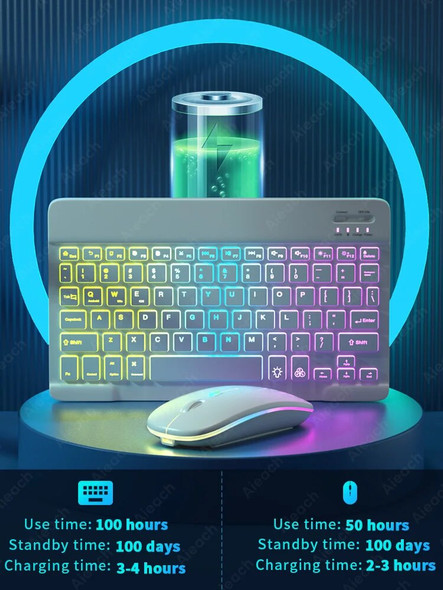 Keyboard For Tablet Android iOS Windows Wireless Mouse Keyboard Bluetooth-compatible Rainbow Backlit Keyboard For iPad Phone Keyboard For Tablet Android iOS Windows Wireless Mouse Keyboard Bluetooth-compatible Rainbow Backlit Keyboard For iPad Phone