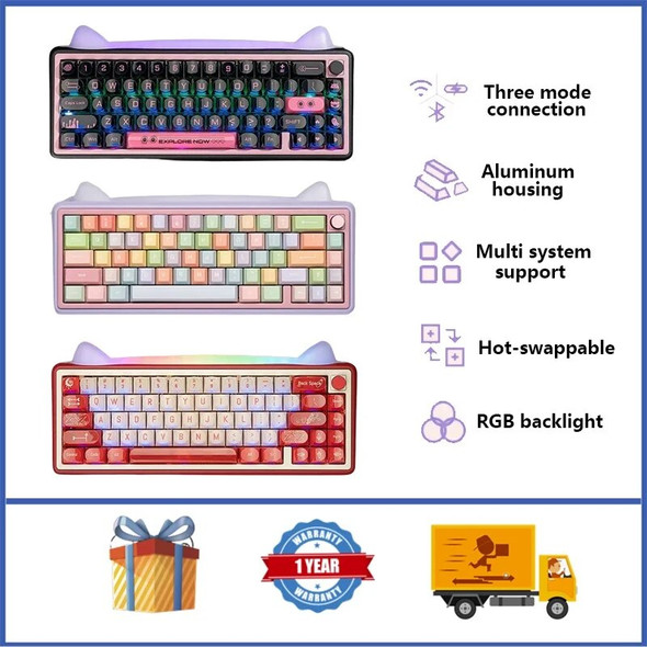 Chilkey PAW65 Wireless Mechanical Keyboard GASKET Structure RGB Hot swappable Custom Keyboard With Knob Chilkey PAW65 Wireless Mechanical Keyboard GASKET Structure RGB Hot swappable Custom Keyboard With Knob