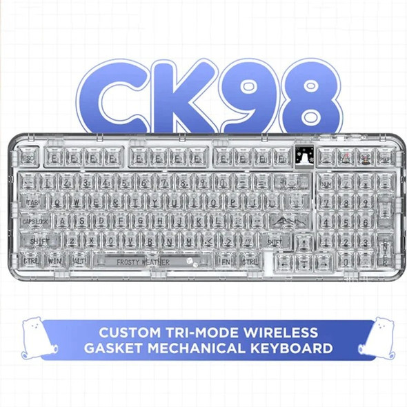 CoolKiller CK98 Mechanical Keyboard Hot-Swap Bluetooth 2.4G Wireless With OLED Monitor RGB Polar Bear Transparent Gasket Gaming CoolKiller CK98 Mechanical Keyboard Hot-Swap Bluetooth 2.4G Wireless With OLED Monitor RGB Polar Bear Transparent Gasket Gaming