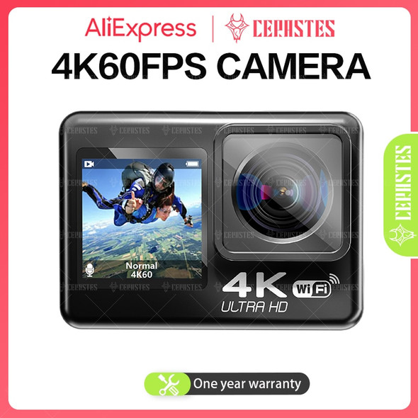 CERASTES WiFi Anti shake Action Camera  4K 60FPS Dual Screen 170° Wide