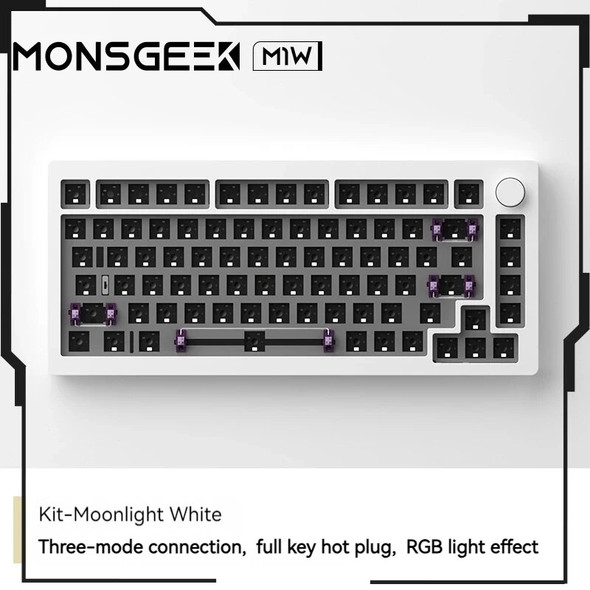 Akko Monsgeek M1w Mechanical Keyboard Kit Three Mode 75% 82 Keys Aluminum Gasket Hot-Swap Rgb Wireless Gaming Keyboard Accessory