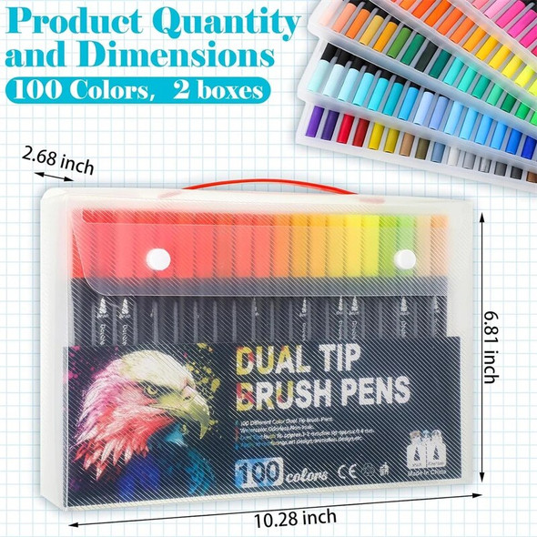 200 Pcs Colored Markers for Adults Coloring Dual Tip Markers with Fine Tip and Brush Tip, Drawing Watercolor Markers Art Pens