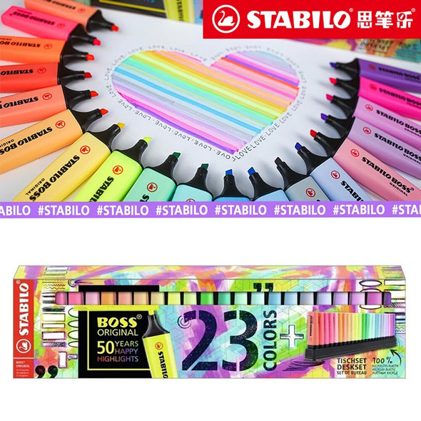 Germany Stabilo Original 23 Fluorescent Highlighter Pastel Ink Pen Marker 50th Anniversary Desk Set Office Pen Pastel