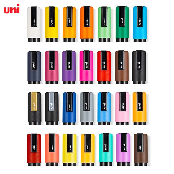 Uni Posca Painting Markers 28 Colors Set PC-5M Medium Point Bullet Round Nib Acrylic Paint Pens for DIY Craft Projects Rock