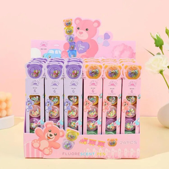 12 box/lot Kawaii Bear Highlighter Cute 5 colors Panda Drawing Painting Marker Pen School Supplies Stationery wholesale